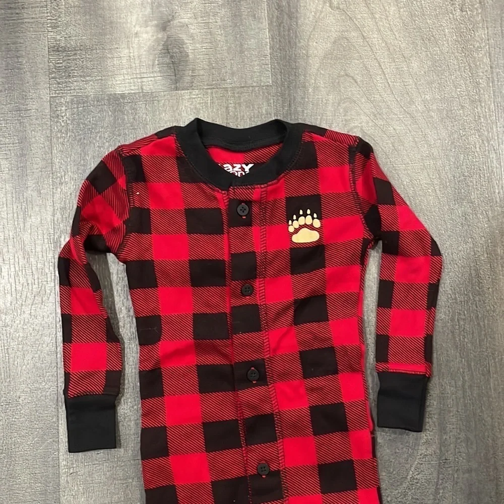 Lazy One 'Bear Cheeks' pajamas red and black plaid NEW